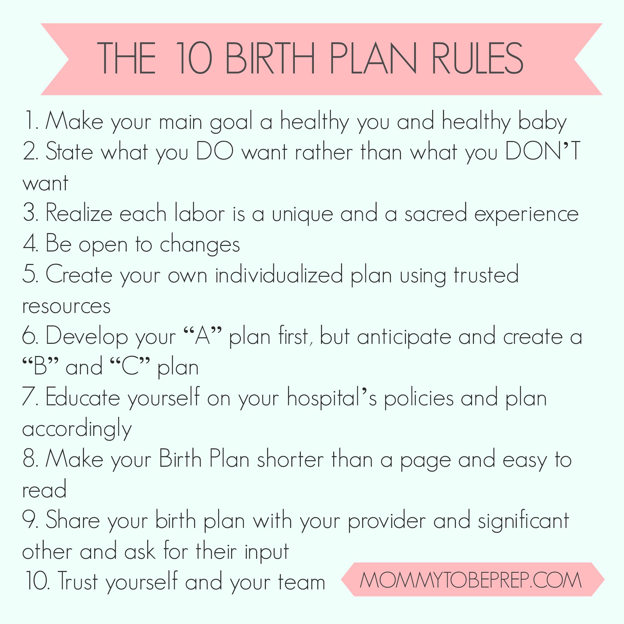 The 10 Birth Plan Rules